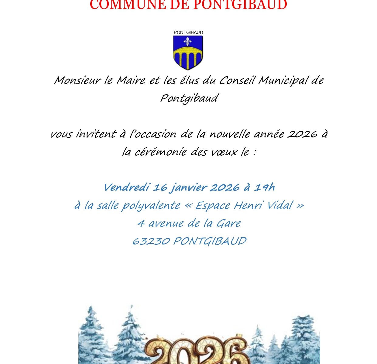 Invitation cérémonie des voeux 2026