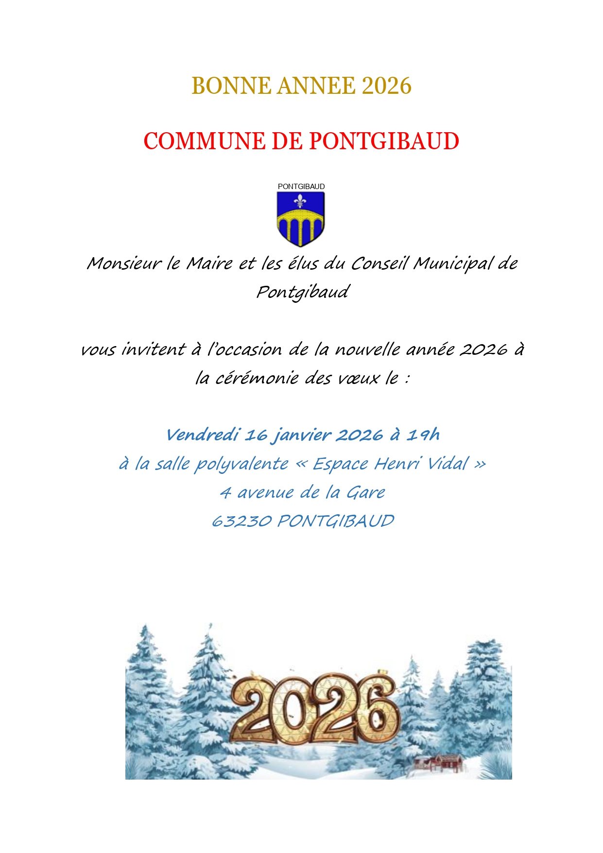 Invitation cérémonie des voeux 2026
